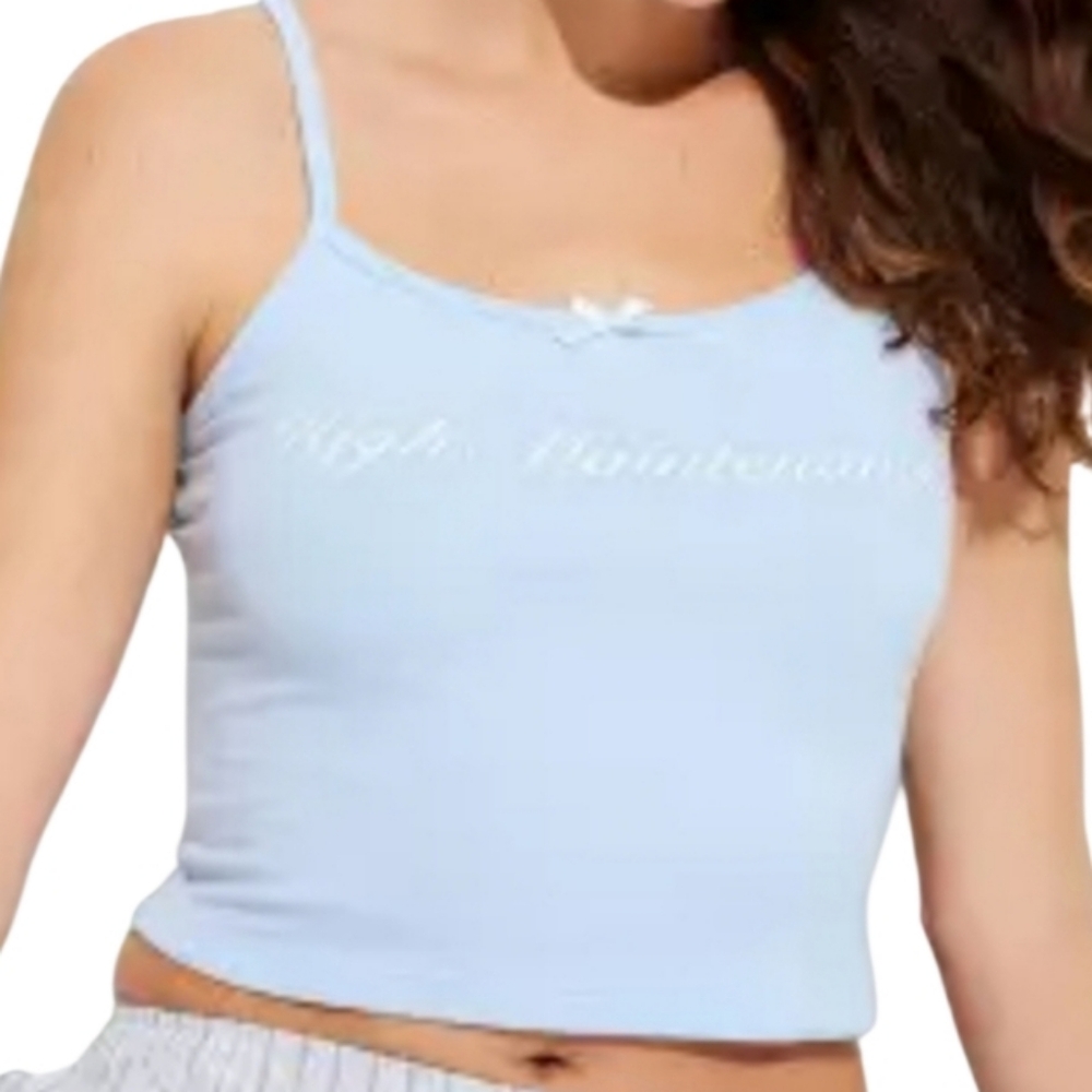 LITE BLUE HIGH MAINTENANCE GRAPHIC CROP TANK SZ XXL NWT